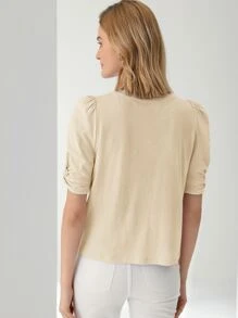 MOTF PREMIUM Áo thun Ống tay áo - Màu be - Xem 2