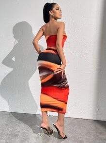 SHEIN SXY 撞色抹胸短款上衣和半身裙 - 彩色 - 查看 2