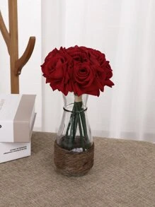 7入組人造玫瑰 - 紅色 - 查看 1