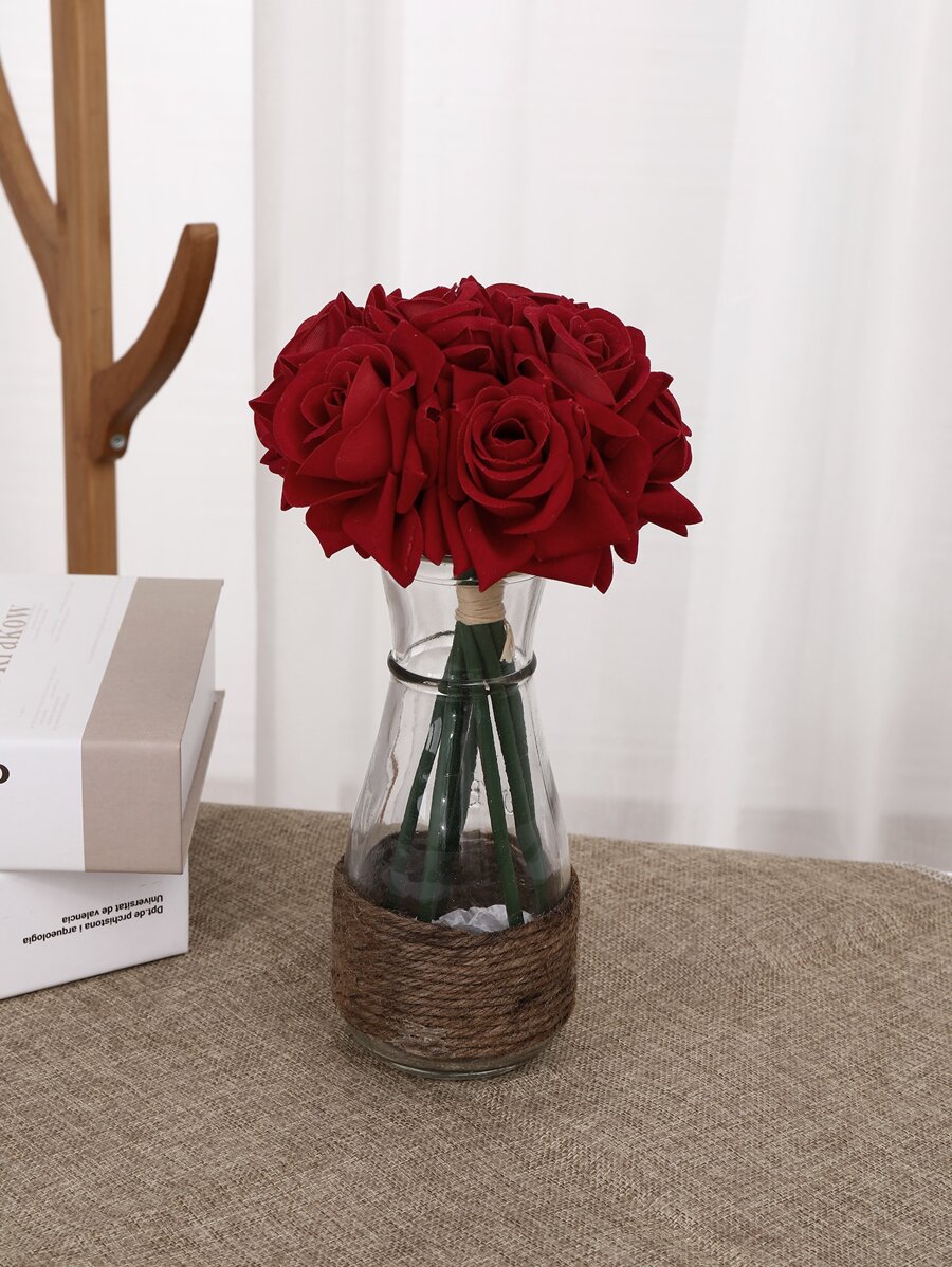 7入組人造玫瑰 - 紅色 - 查看 1