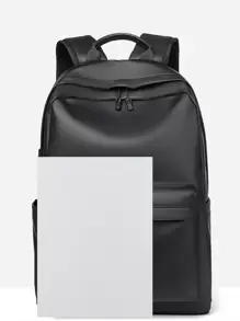 Mochila Minimalista Funcional Con Gran Capacidad Para Escuela, Mochila Clásica Y Casual De Gran Capacidad, Adecuada Para Adolescentes, Mujeres Universitarias, Estudiantes Universitarios, Niños, Hombres, Escuelas Secundarias, Escuelas Intermedias, Exteriores, Viajes, Salidas, Regreso A Clases Y Vacaciones - Negro - Ver 3