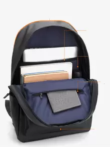 Mochila Minimalista Funcional Con Gran Capacidad Para Escuela, Mochila Clásica Y Casual De Gran Capacidad, Adecuada Para Adolescentes, Mujeres Universitarias, Estudiantes Universitarios, Niños, Hombres, Escuelas Secundarias, Escuelas Intermedias, Exteriores, Viajes, Salidas, Regreso A Clases Y Vacaciones - Negro - Ver 6