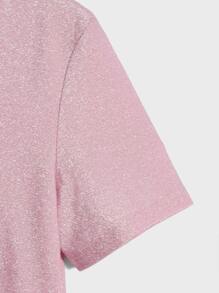 FeverCity Men Round Neck Glitter Tee - Dusty Pink - View 4