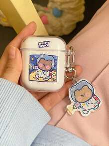 Vỏ móc khóa in hình gấu hoạt hình tương thích với AirPods - Trong sáng - Xem 3