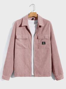 Manfinity RebelGame Loose Men's Flap Pocket Patchwork Zipper Jacket - Dusty Pink - View 1