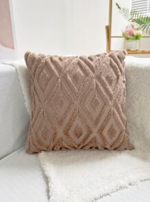 1pc Tufted Geometric Cushion Cover Without Filler, Modern Polyester Throw Pillowcase For Home Decor - Khaki - View 1