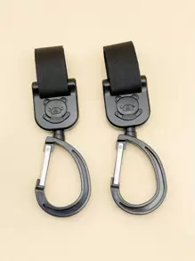 2pcs Cartoon Bear Decor Baby Stroller Hanging Hook - Black - View 1