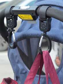 2pcs Cartoon Bear Decor Baby Stroller Hanging Hook - Black - View 2