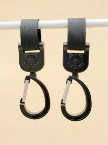 2pcs Cartoon Bear Decor Baby Stroller Hanging Hook - Black - View 3