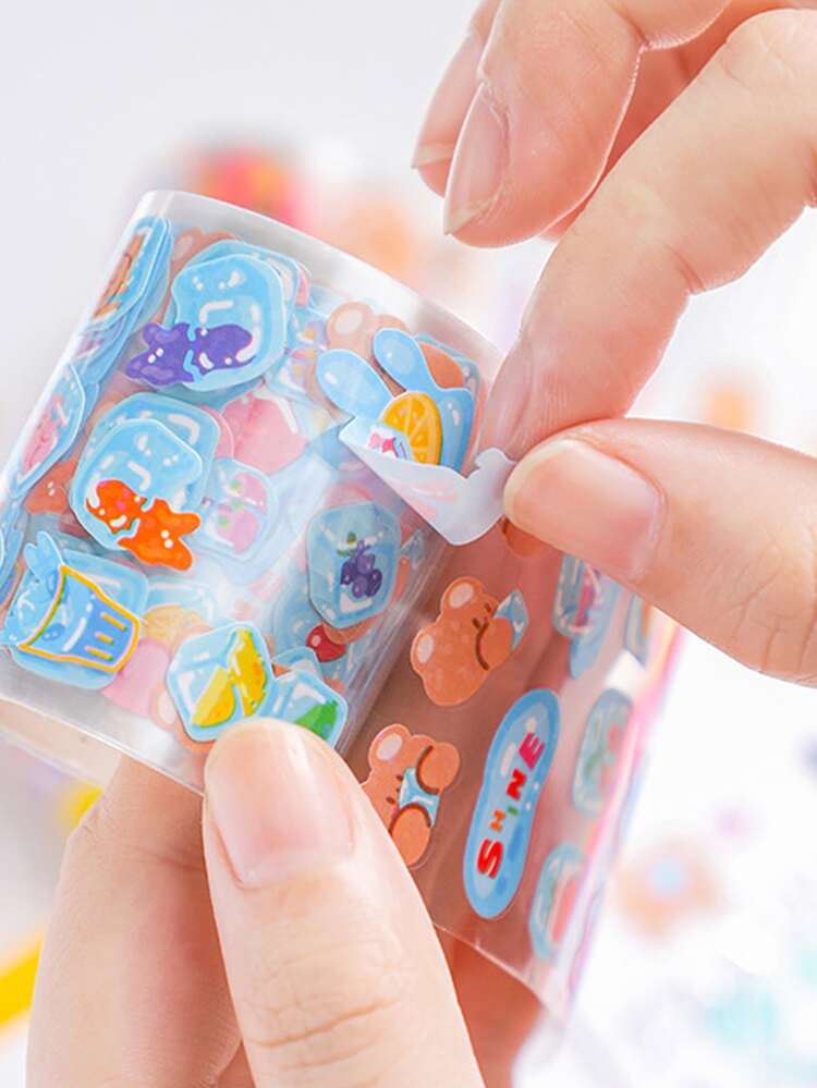 1roll Cartoon & Food Print Random Decal - Multicolor - View 3