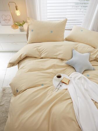 Star Embroidered Duvet Cover Set Without Filler