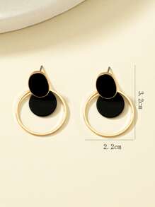 Pendientes largos redondos - Negro - Ver 3