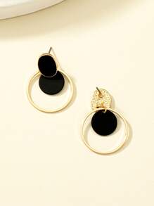 Pendientes largos redondos - Negro - Ver 4