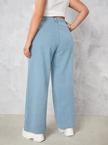 CovetEZ Plus High Waist Slant Pocket Jeans - Light Wash - View 2