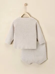 Bebé Jersey tejido de canalé & Shorts tejidos - Caqui - Ver 2