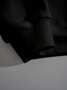 SHEIN EZwear Áo nỉ Hình vẽ trừu tượng Và Đồ họa Khẩu hiệu Lót nhiệt - màu đen - Xem 3