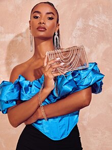 Bolso caja transparente con diseño de diamante de imitación - transparente - Ver 2