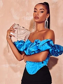 Bolso caja transparente con diseño de diamante de imitación - transparente - Ver 8