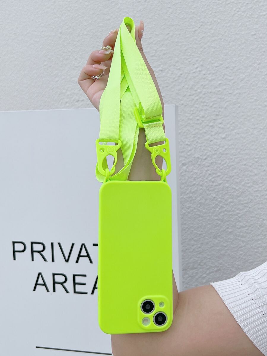 Neon Lime Phone Case With Lanyard