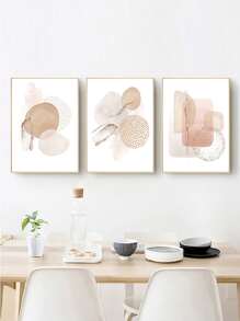 3pcs Geometric Pattern Unframed Painting, Nordic Hanging Wall Art Prints For Home Decor - Multicolor - View 1