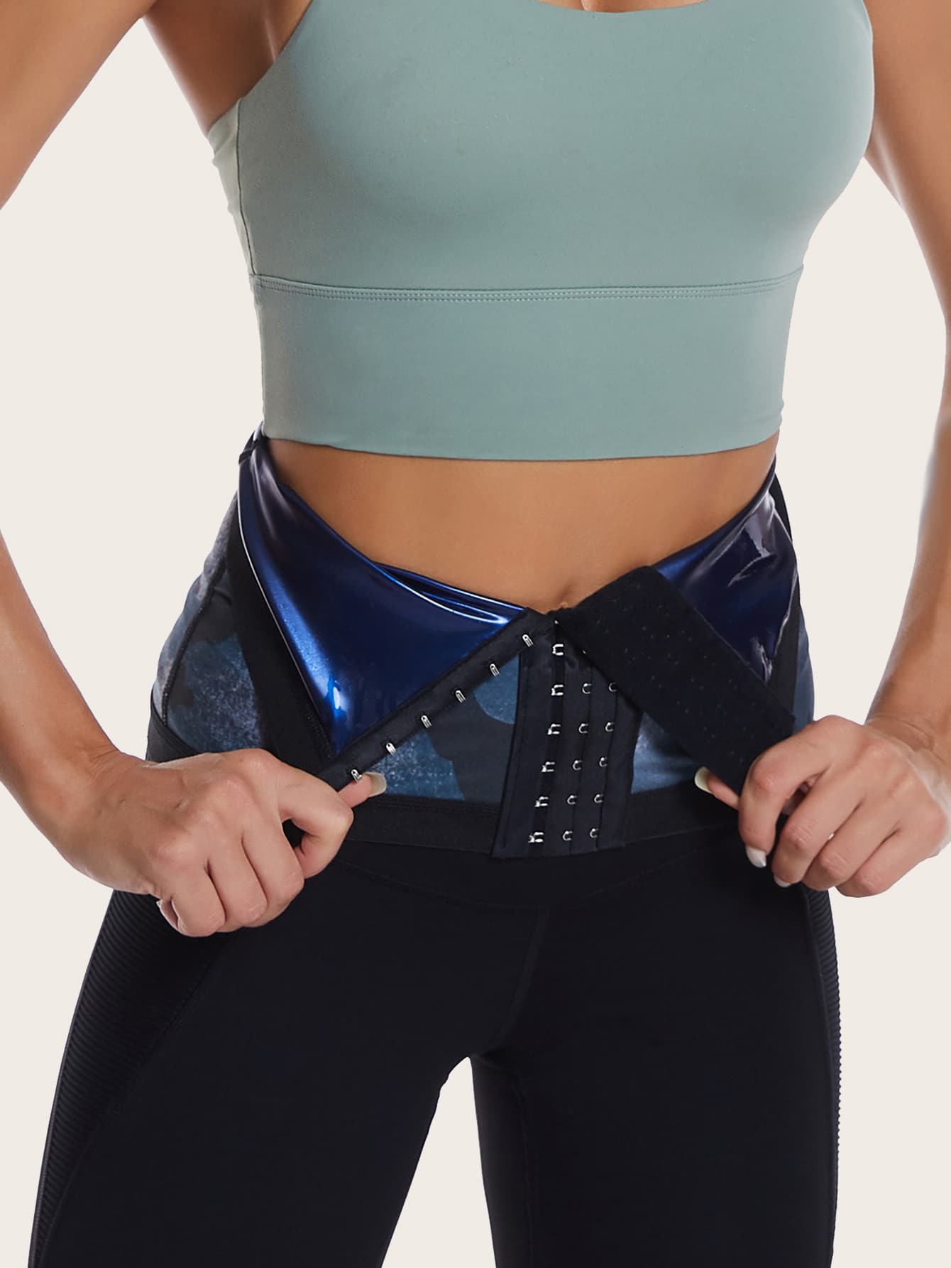 Camo Print PU Polyurethane Workout Waist Belt Shapewear Waist Trainer Corset - Multicolor - View 1