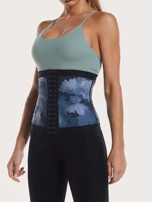Camo Print PU Polyurethane Workout Waist Belt Shapewear Waist Trainer Corset - Multicolor - View 3