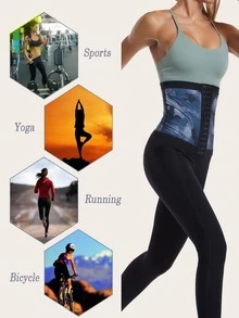 Camo Print PU Polyurethane Workout Waist Belt Shapewear Waist Trainer Corset - Multicolor - View 5