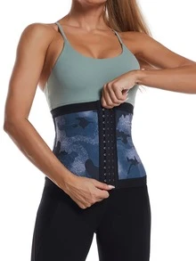 Camo Print PU Polyurethane Workout Waist Belt Shapewear Waist Trainer Corset - Multicolor - View 8