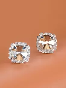 1對多色流行圓形鑽石耳釘,女士萬用衛星石耳環,適用於日常佩戴 - 香檳色 - 查看 10