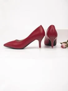 女士时尚尖头高跟鞋 - 紅色 - 查看 3