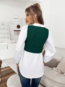 SHEIN LUNE Top 2 en 1 de color combinado de manga farol - Multicolor - Ver 2