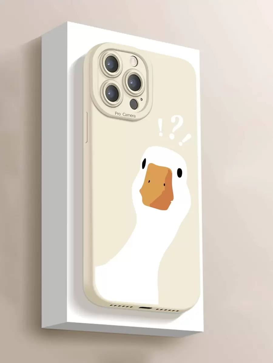 1 ốp lưng điện thoại hình vịt giật mình, tương thích với iPhone 16 15 Pro Max 14 13 12 11, thiết kế mắt thiên thần, phiên bản quốc tế, không phải phiên bản nội địa. - Màu be - Xem 1