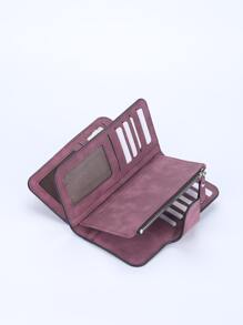 Baellerry Minimalist Letter Graphic Fold Checkbook Cover Lightweight Modern Business Credit Card ID Card Cash Business Casual Teacher's Day Teacher Gifts Work Business Commute Travel Holiday Office Vacation For Gift For Lady For Female White-Collar Workers Billfold Wallets For Woman Minimalist Wallet Teacher Gifts Gift For Girlfriend Women Gifts Present For Women Wallet Purse Wallet Long Wallet - Rose Red - View 2