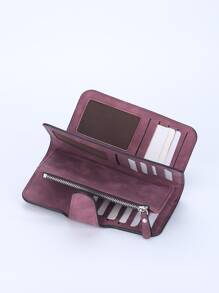 Baellerry Minimalist Letter Graphic Fold Checkbook Cover Lightweight Modern Business Credit Card ID Card Cash Business Casual Teacher's Day Teacher Gifts Work Business Commute Travel Holiday Office Vacation For Gift For Lady For Female White-Collar Workers Billfold Wallets For Woman Minimalist Wallet Teacher Gifts Gift For Girlfriend Women Gifts Present For Women Wallet Purse Wallet Long Wallet - Rose Red - View 4