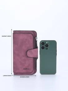 Baellerry Minimalist Letter Graphic Fold Checkbook Cover Lightweight Modern Business Credit Card ID Card Cash Business Casual Teacher's Day Teacher Gifts Work Business Commute Travel Holiday Office Vacation For Gift For Lady For Female White-Collar Workers Billfold Wallets For Woman Minimalist Wallet Teacher Gifts Gift For Girlfriend Women Gifts Present For Women Wallet Purse Wallet Long Wallet - Rose Red - View 6