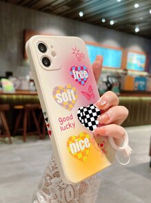 Ốp điện thoại in hình trái tim và gấu kèm dây đeo, phiên bản quốc tế, không phải phiên bản nội địa. - Nhiều màu - Xem 1