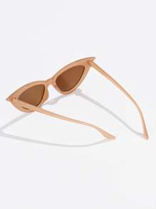 1 件女士猫眼金属角时尚眼镜 - 咖啡棕 - 查看 3