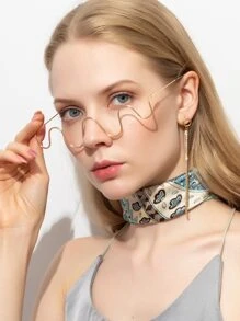 1入女性時尚裝飾眼鏡，適合日常佩戴 - 金色 - 查看 2