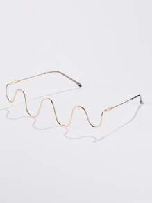 1入女性時尚裝飾眼鏡，適合日常佩戴 - 金色 - 查看 3