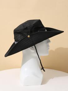 Men Letter Graphic Tape Decor Bucket Hat Casual - Black - View 4
