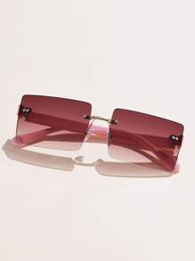 1 pieza Gafas de plástico cuadradas clásicas de mujer adecuadas para uso diario - Café integral - Ver 2