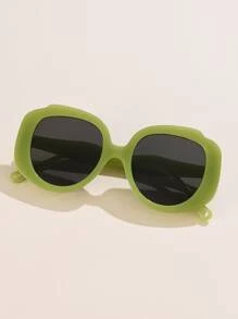 1 pieza Gafas de mujer de moda con montura redonda, adecuadas para uso diario, verano, playa, vacaciones, exterior, viajes - Verde - Ver 2