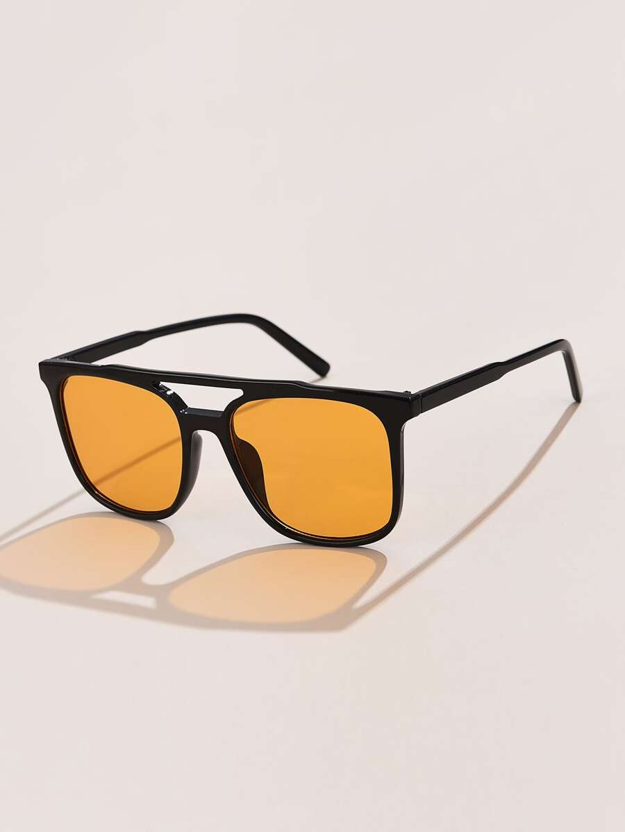 方形框架著色鏡片太陽眼鏡 - 黑色 - 查看 1