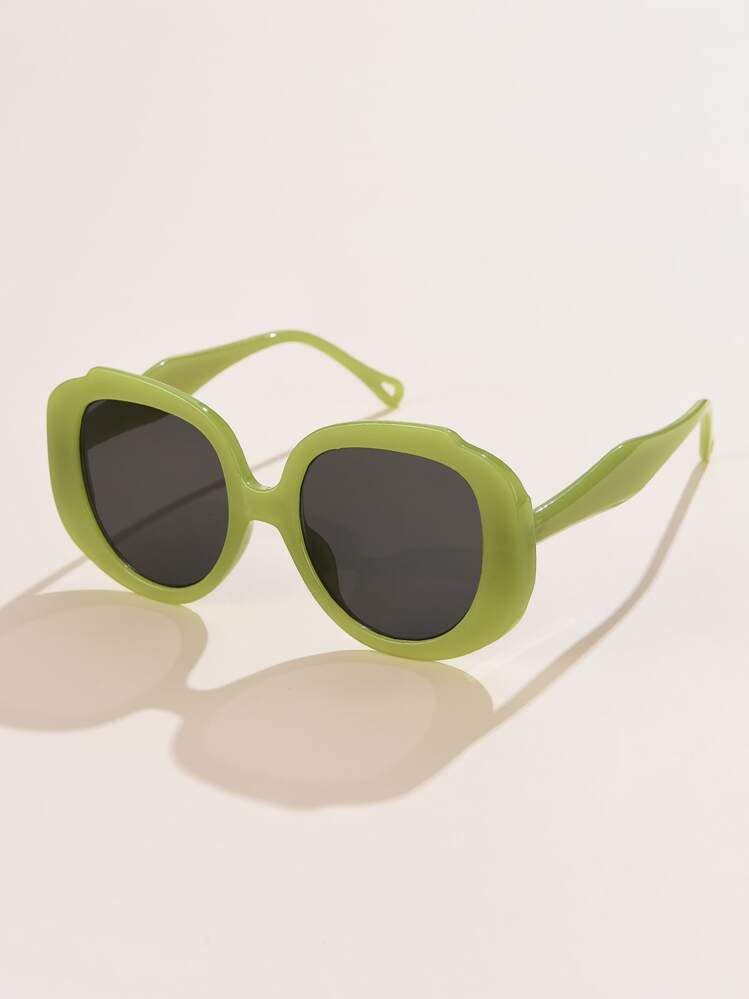 1 pieza Gafas de mujer de moda con montura redonda, adecuadas para uso diario, verano, playa, vacaciones, exterior, viajes - Verde - Añade 4