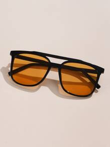 方形框架著色鏡片太陽眼鏡 - 黑色 - 查看 2