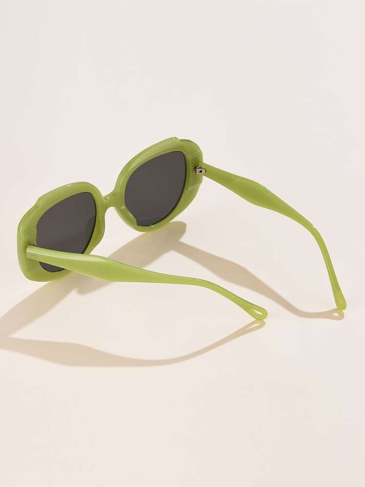 1 pieza Gafas de mujer de moda con montura redonda, adecuadas para uso diario, verano, playa, vacaciones, exterior, viajes - Verde - Añade 3