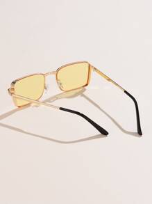 1pc Metal Framed Square Small Gradient Color Vintage Elegant Hip-Hop Unisex Outdoor Travel Daily Wear Party Glasses - Yellow - View 4