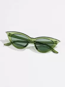 1pc Women's Cat Eye Plastic Frame Spiked Metal Temples Fashion Fashion Glasses - Green - View 1