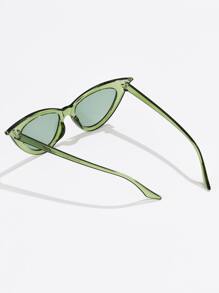 1pc Women's Cat Eye Plastic Frame Spiked Metal Temples Fashion Fashion Glasses - Green - View 3