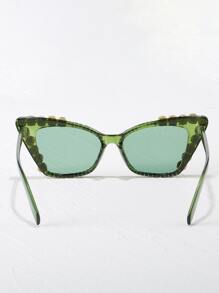 水鑽裝飾太陽眼鏡 - 綠色 - 查看 2